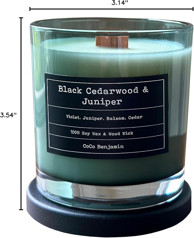 100% Soy, Highly Scented, Hand Poured Soy Candle (Black Cedarwood & Juniper (Wooden Wick))