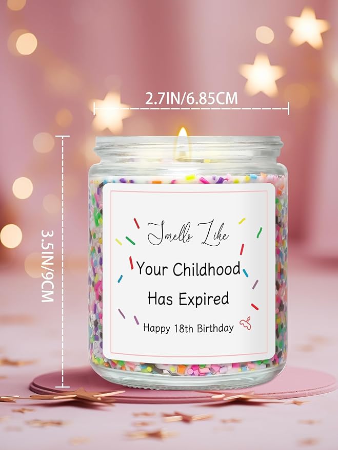 18th Birthday Gifts for Girls Boy Friend Turning 18 Year Old Girl Birthday Gifts for Sister Niece Granddaughter Happy 18th Bday Decorations for Girls, Vanilla Cake Scented Bday Candle