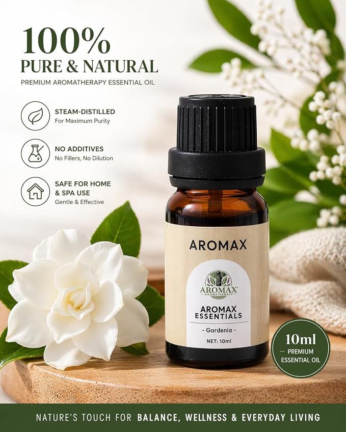 Aromax 6 Pack Essential Oils Gift Set Lavender, Mint, Sandalwood, Teakwood, Tea Tree & Gardenia for Relaxation, Sleep & Stress Relief Aromatherapy Oils for Diffuser, Spa, Home, Meditation & Self-Care