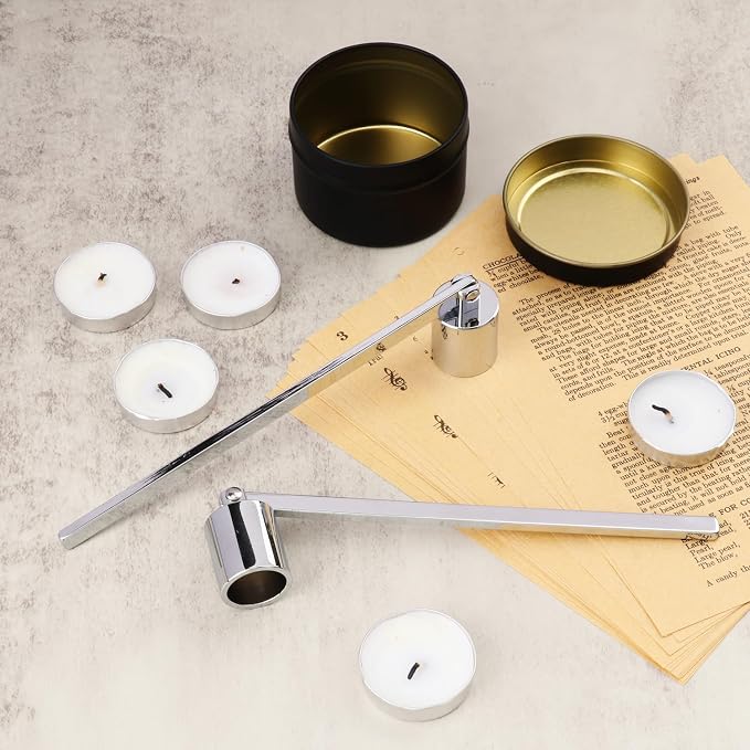 8 Pack Silver Candle Snuffer, Premium Stainless Steel Wick Flame Extinguisher, 6.3 Inch Long Handle, Elegant Design for Scented Candles, Wick Snuffer for Candle Lovers