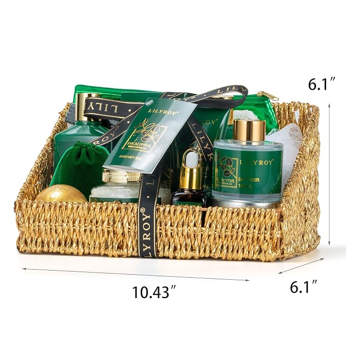 Eucalyptus Spa Bath Gift Set, 15Pcs Premium Spa Gift Baskets for Women & Men