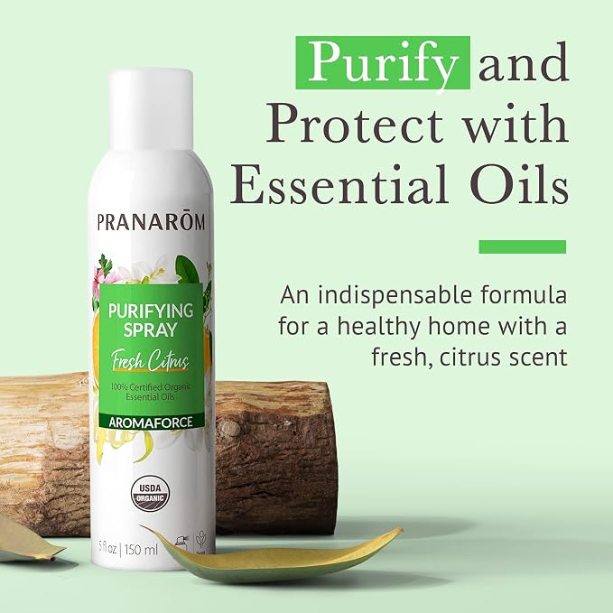 Pranarom - Aromaforce Air Purifying Spray with Organic Essential Oils, Deodorizers for Home, Essential Oil Infused with Plant Essences, Fresh Citrus Scent, Certified Organic, 150ml