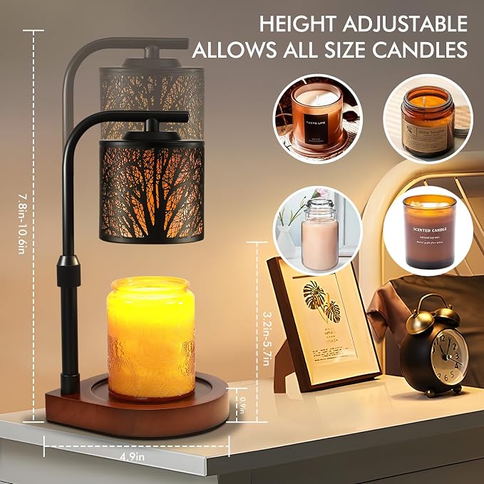 Candle Warmer Lamp with Timer & Dimmer- Electric Wax Melt Warmer with Adjustable Height for Scented Candles, Home Décor Fragrance and House Warming Birthday Mothers Day Gifts for Women Mom