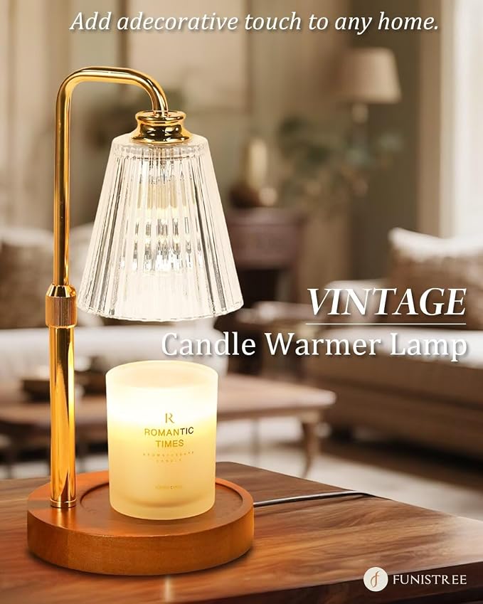 Candle Warmer Lamp with Timer Dimmable Crystal Vertical Stripe,Mothers Day Birthday Gifts for Women Mom, Adjustable Candle Warmer with 2 Bulbs, Candle Lamp for Jar Candles, House Warming Home Decor