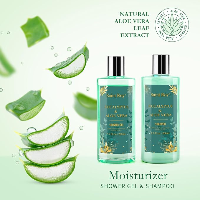 Fathers Day Gifts for Women & Men Spa Gift Basket, bath and body Basket, Christmas Gifts for Women Her him, Bath Baskets, Eucalyptus Aloe Spa shower gift, Birthday Gift bath kit, Self Care Bath Care