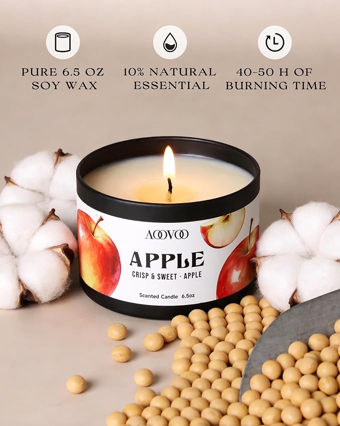 AOOVOO 4 Pack Fall Scented Candles - Pumpkin, Cinnamon, Clove Cinnamon, Apple Cinnamon Candle Set, 26oz 200 Hours Long Lasting, Soy Wax Candles Non Toxic for Home Fragrance Autumn Decor Gift