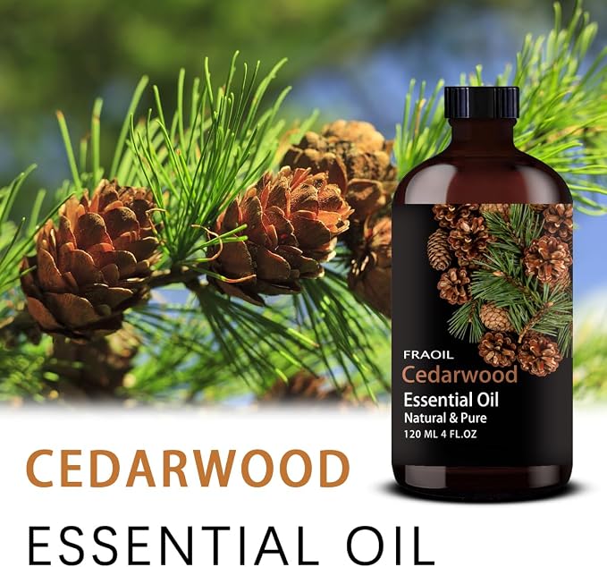Cedarwood Essential Oil, Cedarwood Oil 4 Fl Oz 120ML for Diffuser Humidifier Yoga Cleaning DIY Candle Soap Making Essential Oils