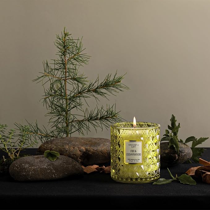 Fir & Cedarwood Scented Holiday Candle Christmas Gift, Festival Gifts, Cozy Winter Forest, Luxury Soy Jar Candles, 55 Hour Long Lasting, Highly Scented, Home Decor, Clean Burning, 8.1oz