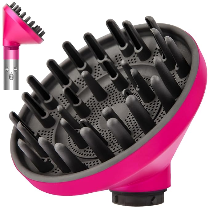 Upgraded Large Diffuser Attachment for Dyson Airwrap Styler HS01/HS05/HS08 - Converts to Hair Dryer, Fast Drying Wave & Curly & Thick, Heat Resistant Nylon Fiber Nozzle Attachments (Rose)