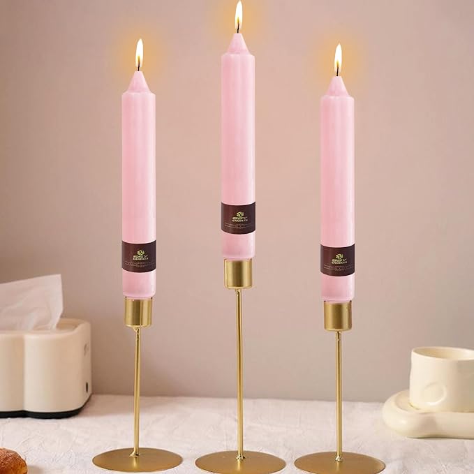 Pink Taper Candles 9 inch - 4 Pack Fat Candle Taper Candles Dripless, Smokeless, Unscented Tall Candlesticks - Perfect for Home Decor, Weddings, and Special Occasions