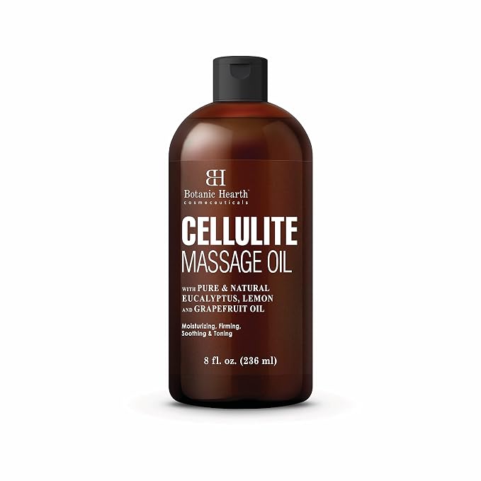 Botanic Hearth Cellulite Massage Oil 8 Fl Oz| Refreshing, Relaxing Massage Oils for Muscle Relaxing & Joint Comfort | Made with Natural Oils | for All Skin Types, for Men & Women