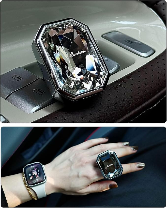 muekzru Car Air Freshener Diffuser,Essential Oil Diffusers Vent Clip,Advanced Crystal Automotive Parts，Contains 2 odorless container pieces,Metal and Crystal Design，First choice for gifts