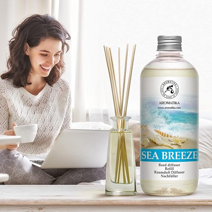 Reed Diffuser Refill Set Sea breeze 2 х 17Fl Oz - Aroma Refill for Reed Diffuser - Long Lasting Home Fragrance - Air Freshener - Fresh Scent - Aromatherapy - Home decor - Air diffuser