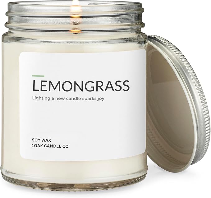 1OAK Lemongrass Candle - Soy Candles for Home Scented - Long Burning Premium - Hand-Poured (7oz.)