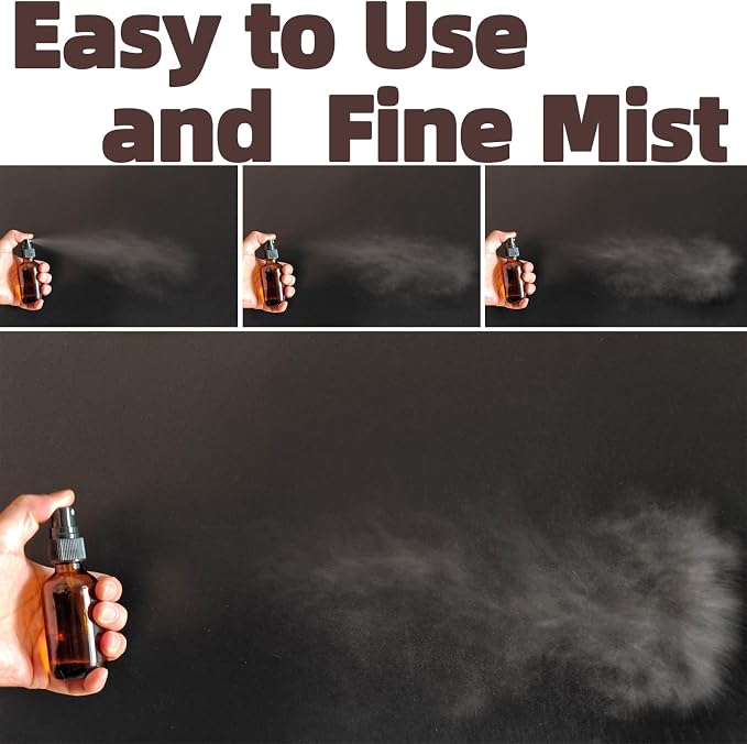 Zkupanx 4 PACK 2 oz Amber Small Glass Spray Bottles, Empty Spray Bottle for Hair, Plants, Perfume - Fine Mist, 2oz Mini Spray Bottle