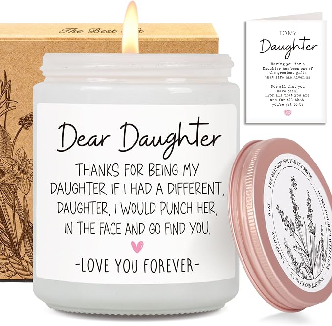 Funny Scented Candle Gift for Daughter from Mom Dad, Dear Daughter Candle, Best Daughters Stepdaughter Candles Gifts for Her Adult, Birthday, Graduation, Wedding, Thanksgiving, Christmas-78