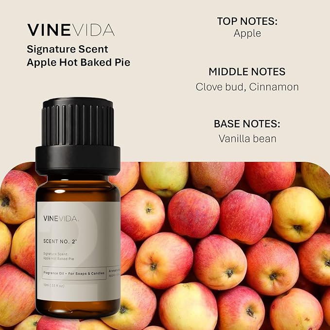 VINEVIDA [0.33oz] Apple Hot Baked Pie Fragrance - Fall Scents for Candle Making - Essential Oils