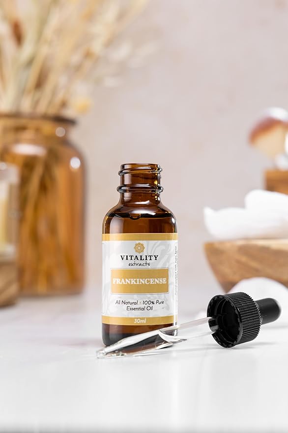 Vitality Extracts Frankincense Essential Oil (30ml) – 100% Pure Boswellia Serrata, Aromatherapy Oil for Relaxation & Calm, Skin Care Use, Warm Woody Scent for Diffuser, Massage & Yoga