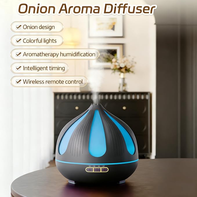 500ml Aroma Diffiser, Remote and Auto Shut-Off Essential Oil Diffuser for Bedroom, Yoga, Office and Home (Dark Brown)