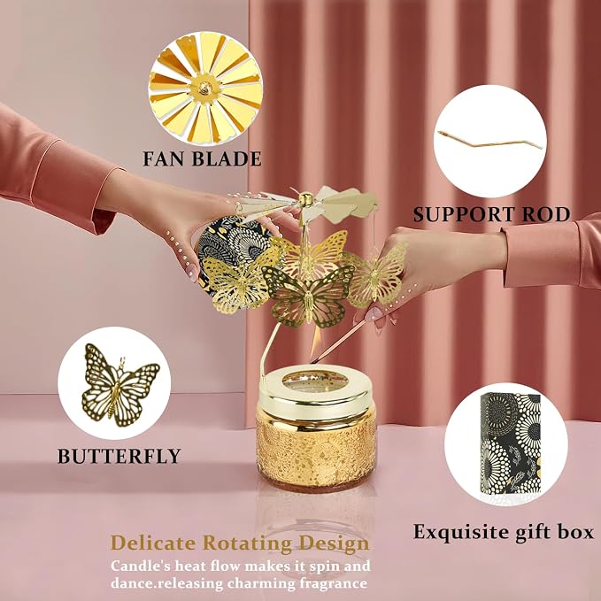 Butterfly Candle Birthday Gifts for Best Friends,Rotating Scented Candles Funny Gifts for Women,Her, Wife,Home Decor,Scented Candle with Gift Box