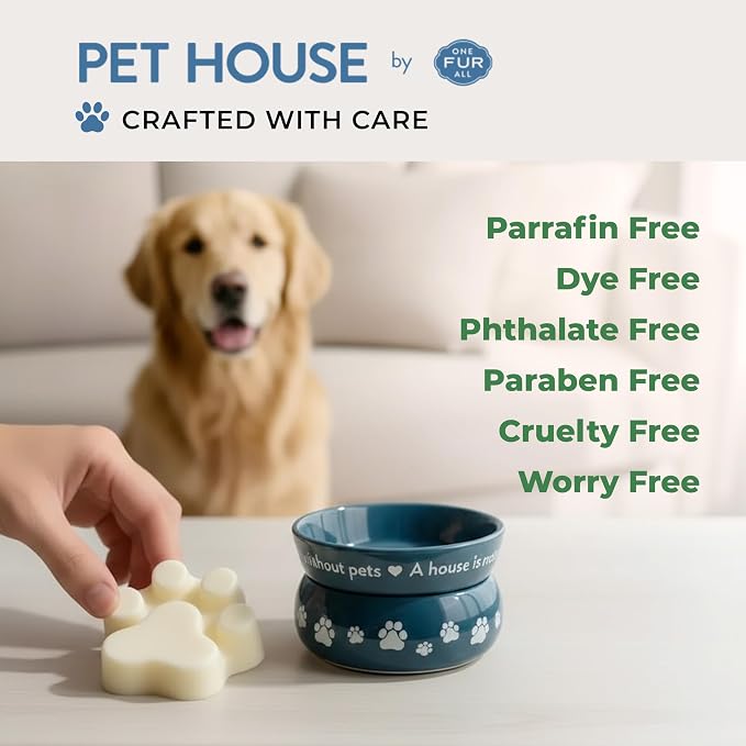 One Fur All Pet House Spring and Summer Wax Melts for Pet Odor, Natural, Plant Based Soy Wax Melts, Long Lasting Fragrance for Fresh Smelling Homes, Cucumber Mint