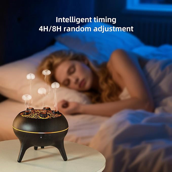 Essential Oil Diffuser 250ML,Jellyfish Diffuser Air Humidifiers Sound Pickup Ultrasonic Aromatherapy Diffuser Remote Control 7 Color Lights for Home Bedroom Office Hotel (Brown Color)
