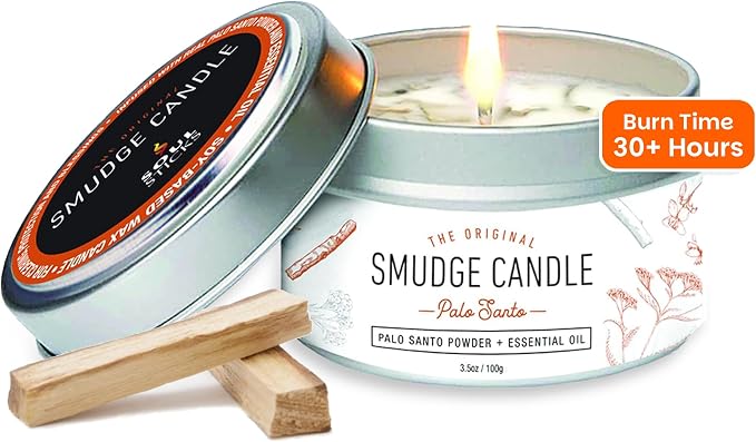 SOUL STICKS Smudge Candle for Cleansing House, Meditation, Chakra Healing, Aromatherapy | 3.5 Ounce Smudge Candle for Spiritual Cleansing (Palo Santo)