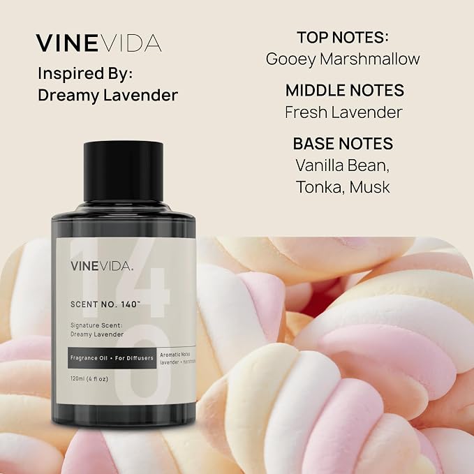 VINEVIDA [4 Oz] Inspired by: Dreamy Lavender; Diffuser Oil Refill | Premium Scent Diffuser Oil for Home | Non-Toxic Fragrance