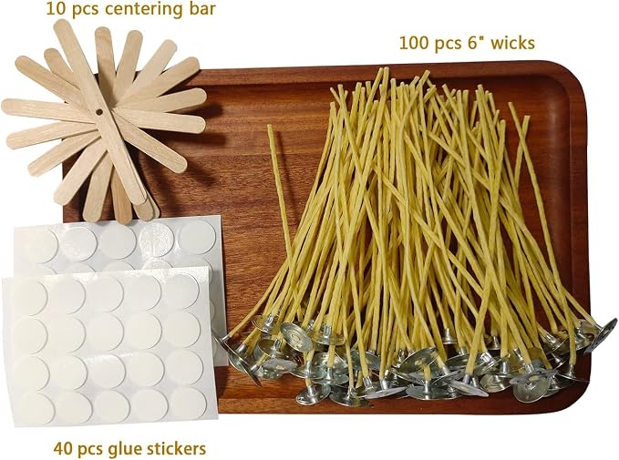 Hemp Candle Wicks - 100 PCS, 6 Inch, Organic, Edible for Butter & Beeswax Candle Making