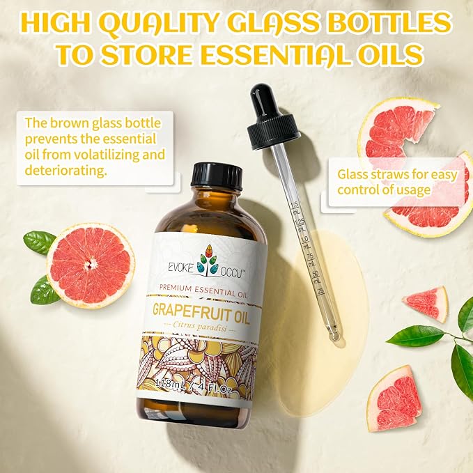 EVOKE OCCU Grapefruit Essential Oil for Diffuser, Aromatherapy, Skin - 4 Fl Oz