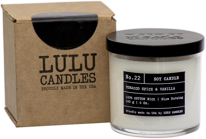 Lulu Candles | Jasmine, Oud & Sandalwood | Luxury Scented Soy Jar Candle | Hand Poured in The USA | Highly Scented Long Lasting (6 Oz.)