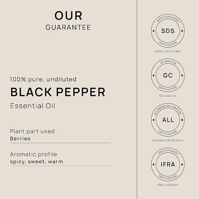 VINEVIDA Black Pepper Essential Oil - 32 oz - Undiluted - DIY Candle Scents - Bulk for Soap Making