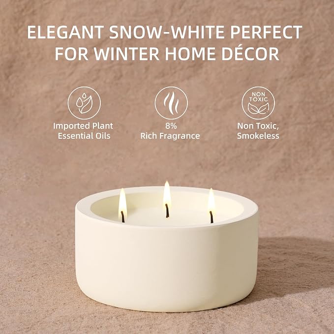 Viyffo 20oz Large Scented Candle – Vanilla Fragrance, 3 Wick Non Toxic Soy Candle, Ivory White Ceramic Jar, Luxury Home Fragrance, Elegant Spring Décor & Premium Birthday Gift