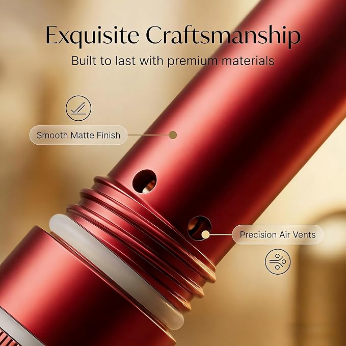 No-Leak Metal Aromatherapy Inhaler, Essential Oil Nasal Diffuser Featuring Wick Holder for Easy Filling & Long-Lasting Scent, BPA-Free Travel Stick for Anxiety Relief - Red
