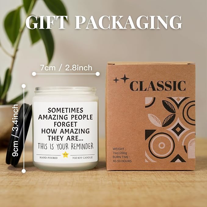 Thank You Gifts, Inspirational Gift for Women Men, Relaxing Stress Relief, You are Amazing Awesome Candle, Birthday Encouragement Appreciation Graduation Present for Friend Sister, Teacher Gifts