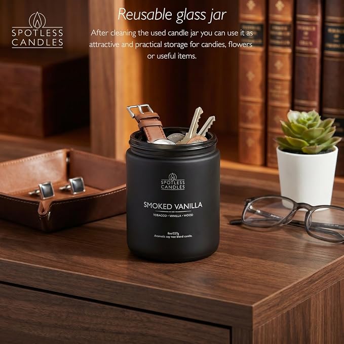 Mens Candle 2 x 8oz Pack Smoked Vanilla and Lavender Cedarwood Scents