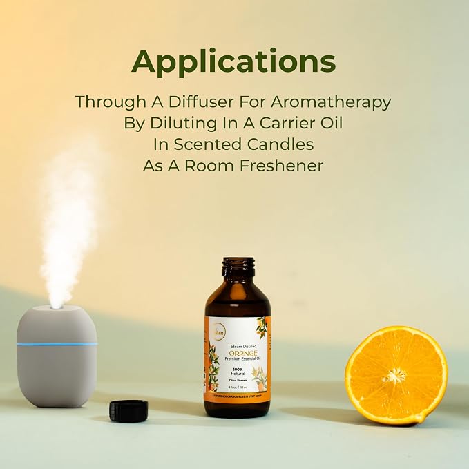 My ACE Orange Essential Oil 4 Fl Oz - 100% Pure & Natural - Premium Grade for Aromatherapy, Diffuser, Skin, Hair, Massage, Candle & Soap Making, Home - Glass Bottle with Dropper - Long Lasting Scent