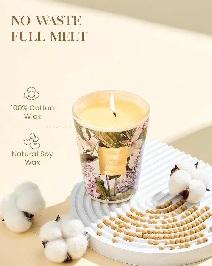 M&SENSE Pear Freesia Natural Soy Summer Scented Candle, 14.1oz 60H Slow Burning Home Decor, Aromatherapy Stress Relief Candle, Gifts for Mom