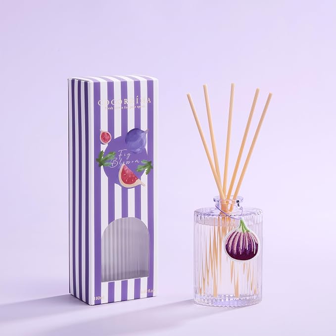 COCORRÍNA Reed Diffuser, Fig Blossom Scent Oil Diffuser, 6.09 fl oz, 8 Reeds, Long-Lasting Home Fragrance, Bathroom Bedroom Shelf Decor & Gifts