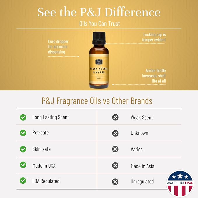 P&J Trading Fragrance Oil | Frankincense & Myrrh Oil 30ml - Candle Scents for Candle Making, Freshie Scents, Soap Making Supplies, Diffuser Oil Scents