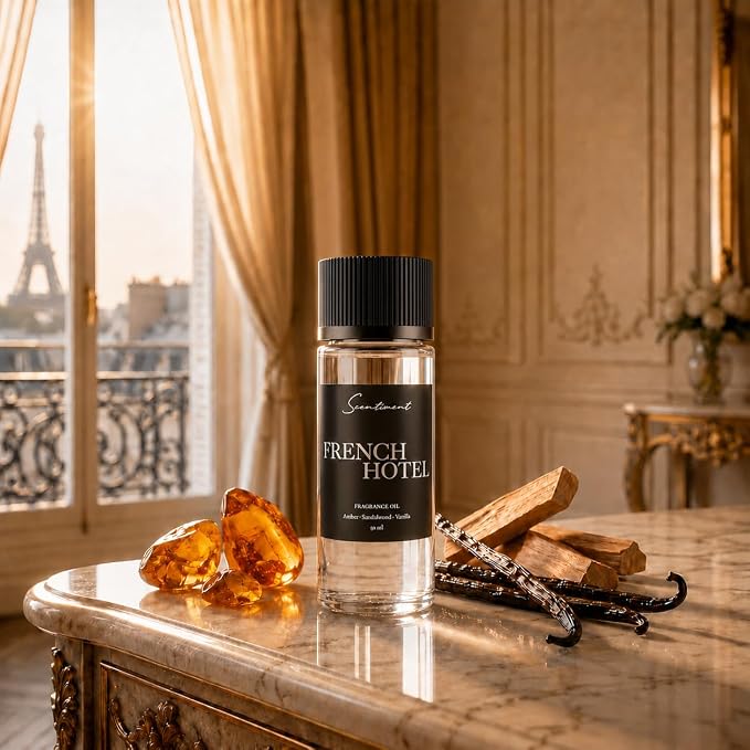 Scentiment French Hotel Diffuser Oil - Premium Hotel Scent with Notes of Clove, Patchouli & Sandalwood Home Scent, Aromatherapy Fragrance Oil Diffuser Refill - 1.69 fl oz (50 mL)