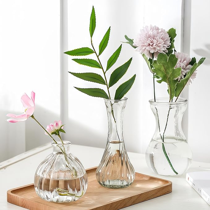 Clear Empty Glass Diffuser Bottle, Decorative Reed Diffuser Jar, Multipurpose Bud Vase, Decorative Floral Vase, DIY Replacement Bottle for Essential Oil Reed Diffuser, Home Fragrance & Craft Decor
