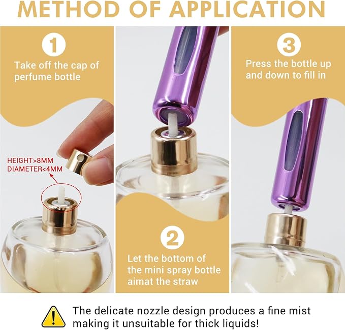 Mini Refillable Perfume Atomizer Bottles, Portable Travel Size Spray Bottles, Leak-Proof Aluminum Perfume Sprayers with Carry Bag(5 ml,5 Pack)
