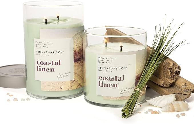 Signature Soy Lidded Coastal Linen Scented Candle, Extra Large Jar