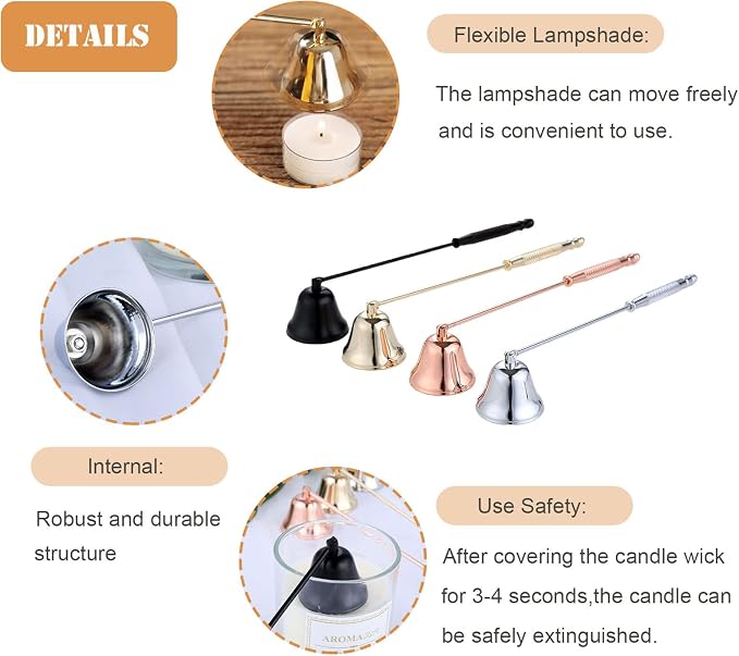 MUXSAM Candle Snuffer with Long Handle, Candlesnuffers Wick Snuffer Candle Accessory, 1-Pack Stainless Steel Wick Flame Snuffer for Putting Out Extinguish Candles Flame Safely(Silver)