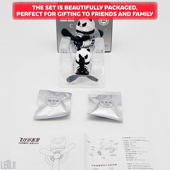 Panda Cute Car Air Freshener Diffuser - Panda Aromatherapy Diffuser Car Air Fresheners Vent Clips Cute Freshener Rotating Fan