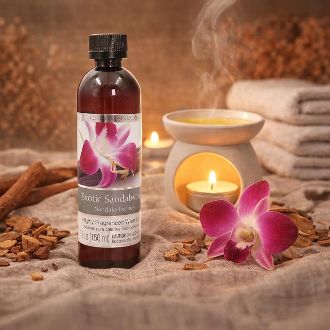 Hosley Set of 2 Exotic Sandalwood Fragrance Warming Oils 5 Ounce Ideal Gift for Weddings Spa Reiki Meditation Bathroom Settings P1