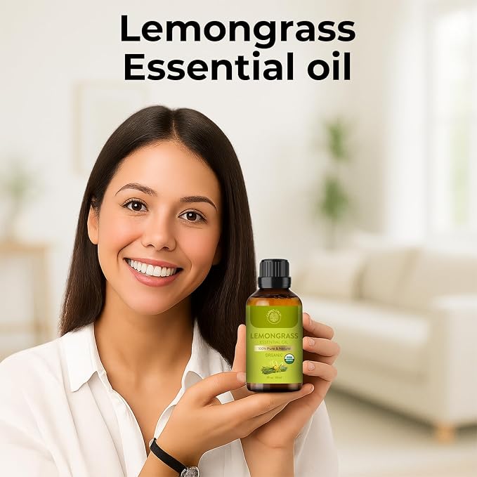 Lemongrass Essential Oil | USDA Certified Organic Lemongrass Oil| for Hair and Skin | Aromatherapy and Diffuser | Ideal for Both Men and Women | 30ml