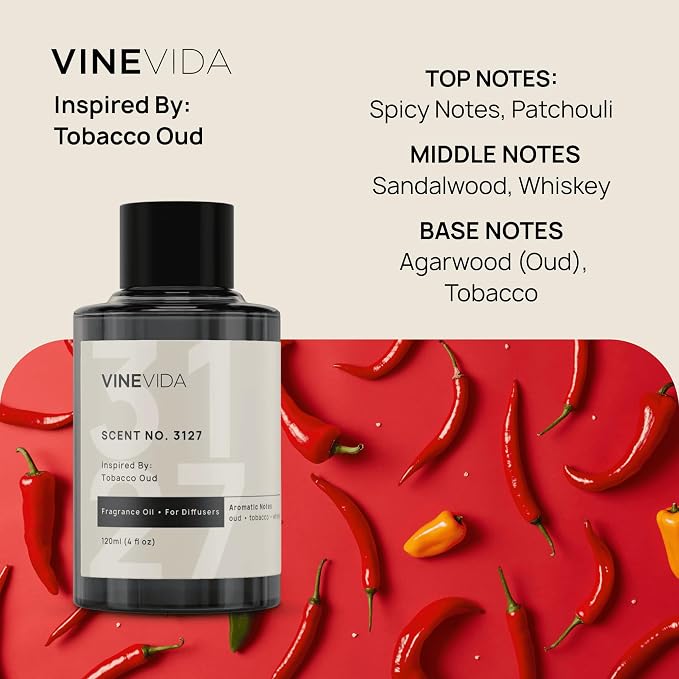 VINEVIDA [4 Oz] Inspired by: Tobacco Oud; Diffuser Oil Refill | Premium Scent Diffuser Oil for Home | Non-Toxic Fragrance