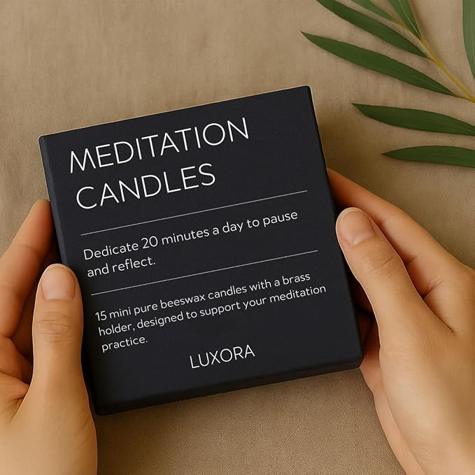 Australian Made 20 Minute Pure Beeswax Mini Meditation Candles, Non Toxic Beeswax Meditation Candle Set with Brass Holder for Intention Setting, Stress Relief, and Daily Meditaiton Mindful Moments